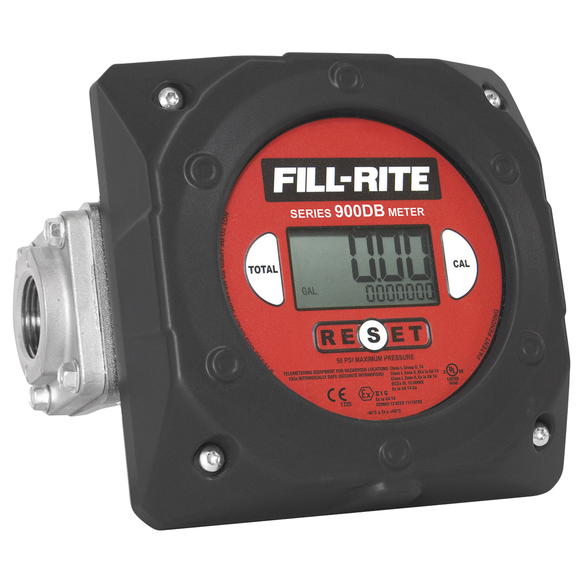 Fill-Rite Digital Fuel Flow Meter, 1in. NPT Inlet/Outlet, 6 to 40 GPM, Model# 900CD